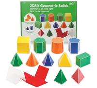 Learning Advantage edxeducation 2D3D Géométrique Solides - Lot de 12 Formes Multicolores - Comprend des Filets 2D et Un Guide d'activités - Manipulation des mathématiques précoces et géométrie pour