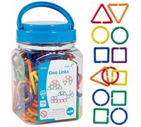 edxeducation Geo Links | Mini pot | Lot de 144 | Formes de liaison | 6 couleurs | Pratique à reconnaître les formes, compter, trier et plus encore