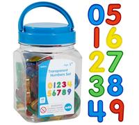 edxeducation Lot de 40 chiffres transparents - Mini pot - Chiffres en plastique colorés - Accessoire de boîte lumineuse - Jeu sensoriel - Manipulation de mathématiques pour enfants