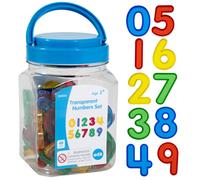 Edxeducation Numbers Transparent Set - Mini Jar Set of 40 - Colorful Plastic Numbers - Light Box Accessoire - Play sensoriel - Math Manipulation