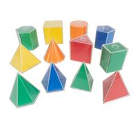 Edxeducation Solides gomtriques 2D3D Ensemble de 24 12 formes multicolores, 12 filets 2D et guide d'activits Mathmatiques de manipulati