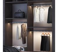 EDXTNKQC Barre De Penderie 2 en 1, Tringle Métallique Éclairée De 40 À 130 Cm, Batterie Intégrée, Cintre À Longueur Réglable, Capteur Infrarouge De Présence Humaine(650mm)