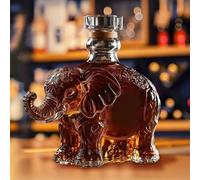 EDXTNKQC Carafe À Décanter - Miniature Sculpture, Carafe À Whisky 300 ML en Forme d'animal Amusant, Ensemble De Bouteilles en Verre Uniques, Distributeur De Vin Décoré d'animaux(Elephant)