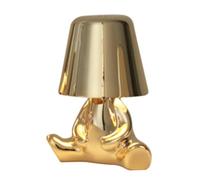 EDXTNKQC Miniature Sculpture - Statue De Sculpture, Lampe De Chevet À Commande Tactile, Ornements Décoratifs De Luxe en Forme d'homme Doré, Veilleuse Moderne À Intensité Variable(C)