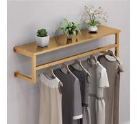 EDXTNKQC Présentoir À Vêtements Mural, Tringle À Vêtements avec Étagères, Support De Rangement Mural, Support Flottant en Fer avec Tige De Suspension(Gold,100 * 28cm)