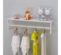 EDXTNKQC Présentoir À Vêtements Mural, Tringle À Vêtements avec Étagères, Support De Rangement Mural, Support Flottant en Fer avec Tige De Suspension(White,60 * 28cm)