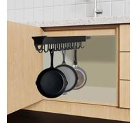 EDXTNKQC Tringle De Penderie Extensible, Support À Casseroles Coulissant 46/56 Cm, Capacité De Charge De 35 Kg, avec Rails Coulissants Et Crochets, Adapté Aux Cuisines/penderies/armoires(46CM/18IN)