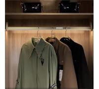 EDXTNKQC Tringles De Penderie en Acier Inoxydable, Cintres en Alliage D'aluminium avec Éclairage LED, Deux Supports D'extrémité, Capacité De Charge De 50 Kg, Alimentées par Batterie Au Lithium(500mm)