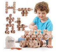 Edyfico Jeux Montessori 2 3 Ans,Classe De Construction par Empilement, Blocs en Bois Forme Unique, Jeu Ouvert, Une VariéTé De Combinaisons, Exercice De PenséE, Activité des Mains, Cadeaux pour Enfants