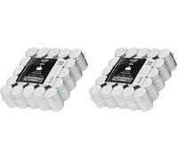 EDZARD 100 bougies chauffe-plat (Ø 39 mm blanc 4 h) - lumignons en paraffine longue durée pour décoration, fête, anniversaire & utilisation quotidienne (Lot de 2)