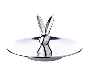 EDZARD Bol à biscuits lapin Louis (longueur 15 cm, hauteur 9 cm), aluminium nickelé, décoration de Pâques, Pâques