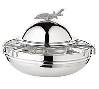 EDZARD Bol à caviar Stor en acier inoxydable avec insert en verre (diamètre 17,5 cm, hauteur 12,5 cm)