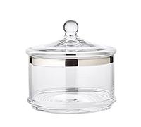EDZARD Bol en verre boîte de service Vigo avec couvercle, verre en cristal soufflé à la bouche avec bord en platine, diamètre 19 cm, hauteur 19 cm