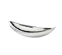 EDZARD Bol Halifax (longueur 40 cm), argenté, poli miroir, finement martelé, en acier inoxydable