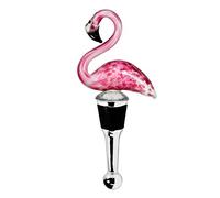 EDZARD Bouchon de bouteille Flamant (H 13 cm), verre artisanal | décor tropical, cadeau de fête estivale, bouchon pour vin et champagne, art du verre traditionnel, accessoires de bar