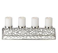 EDZARD Bougeoir de l'Avent Milano, Laiton nickelé, Design Branche, Couleur Argent, Longueur 44 cm, pour Bougie diamètre 6,5 cm