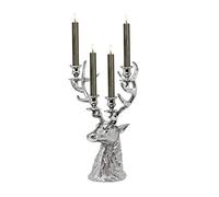 EDZARD bougeoir en Renne, pour 4 Bougies, Aluminium nickelé, Hauteur 43 cm