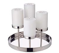 EDZARD Bougeoir sur Assiette Marbella, Acier Inoxydable nickelé, Longueur 31 cm, Hauteur 16 cm, pour 4 Bougies Pilier diamètre