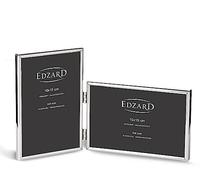 EDZARD Double cadre photo Otto pour 2 photos de 10 x 15 cm, format portrait et paysage, plaqué argent, anti-ternissement, avec dos en velours, cadre photo à poser