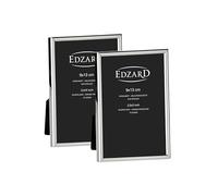 EDZARD Cadres photo Genua lot de 2 (9x13 cm) plaqué argent ne ternit pas | Cadres argentés pour photos 9x13 cm, dos en velours, à poser, porte-photo, cadre portrait, cadeau de mariage