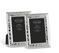 EDZARD Cadres photo Gubbio lot de 2 (10x15 cm) plaqué argent ne ternit pas | Cadres argentés pour photos 10x15 cm, martelés, dos en velours, 2 crochets par cadre, à poser et à suspendre