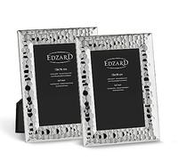 EDZARD Set de 2 Cadres Photo Gubbio pour Photo 13 x 18 cm, argenté précieux, protégé Contre Le ternissement, avec 2 suspensions