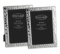 EDZARD Lot de 2 Cadres Photo Pavia pour Photo 10 x 15 cm, argenté précieux, Protection Contre Le ternissement, avec 2 suspensions