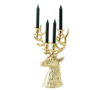 EDZARD Chandelier Cerf Richard, 4 Branches (H 43 cm), Aspect doré | pour bougies chandelier, figurine de cerf avec bois, résistant à la ternissure, bougie longue, centre de table, idée cadeau