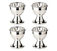 EDZARD Classo Lot de 4 coquetiers argentés Lourds (Hauteur 5 cm) - Forme Classique - pour œufs de Petit-déjeuner, Pâques, Table de Petit-déjeuner