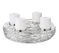 EDZARD Couronne d'avent Laval, en Acier Inoxydable nickelé, Ø 40 cm, Argenté