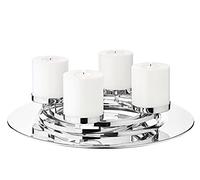 EDZARD Couronne de l'Avent La Annabell, diamètre 39 cm, Acier Inoxydable, Couleur Argent, pour Bougies de ø 8 cm