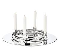 EDZARD Couronne de l'Avent La Avia, diamètre 39 cm, Acier Inoxydable, Couleur Argent, pour Bougies Tige