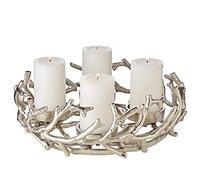 EDZARD Couronne de l'Avent, ramure conception, aluminium nickelé, couleur argent, diamètre 30 cm, pour bougies diamètre 6 cm