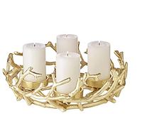 EDZARD Couronne de l'Avent, ramure Conception, Aluminium nickelé, Couleur Or, diamètre 30 cm, pour Bougies diamètre 6 cm