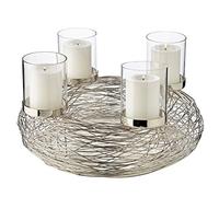 EDZARD Couronne de l'Avent Rimini, en Acier Inoxydable nickelé, Ø 36 cm, Argenté