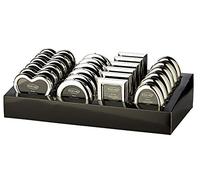 EDZARD Display avec 24 cadres, argenté, résistant à la ternissure, jeu de mini cadres en forme de cœur, ronds, ovales et rectangulaires, taille des photos environ 5 x 8 cm