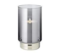 EDZARD Isla Photophore en verre soufflé à la bouche avec bord platine en cristal foncé 21 cm