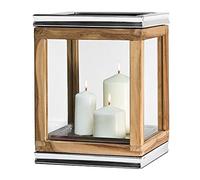 EDZARD Lanterne Dubai en Teck et Acier Inoxydable Hauteur 34 cm