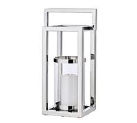 EDZARD Lanterne Manhattan en Acier Inoxydable nickelé, Hauteur 58 cm, Lanterne avec poignée
