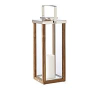 EDZARD Lanterne Miami en Bois et Acier Inoxydable, Hauteur 60 cm, Lanterne avec Anse