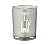 EDZARD Lanterne photophore lift (hauteur 13 cm, diamètre 10 cm) en gris, photophore avec motif remontée mécanique sportive