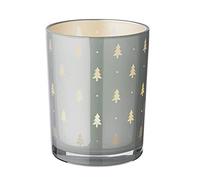 EDZARD Lanterne Tani (hauteur 13 cm, ø 10 cm), motif sapin, gris