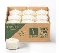 EDZARD Lot de 18 bougies chauffe-plat, blanches, cire de colza, coque en plastique transparent, durée de combustion : environ 7 h