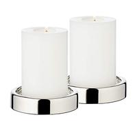 EDZARD Lot de 2 Bougeoir Sanremo, Noble argenté et protégé Contre la ternissure, diamètre 10 cm, pour Bougies piliers