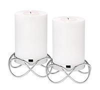 EDZARD Lot de 2 bougeoirs Bastia (diamètre 13 cm, Hauteur 4,5 cm), Acier Inoxydable nickelé, pour Bougies d'un diamètre de 8 cm