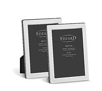 EDZARD Lot de 2 Cadre photo Salerno photo 10 x 15 cm, noble argenté, résistant au ternissement, velours doux arrière, incl. 2 cintres, pour se tenir debout et accrocher