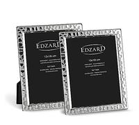 EDZARD Lot de 2 cadres photo Pavia pour photo 13 x 18 cm, argenté précieux, protection contre le ternissement, avec 2 suspensions