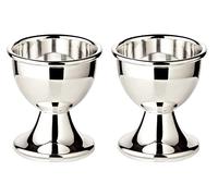 EDZARD Lot de 2 coquetiers Classo (hauteur 5 cm) plaqué argent lourd, forme classique, gobelets argentés pour œufs de petit-déjeuner, Pâques, table de petit-déjeuner