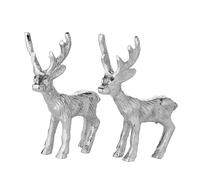 EDZARD Lot de 2 figurines de cerf Malik (hauteur 11 cm), argenté, aluminium