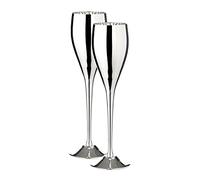 EDZARD Lot de 2 flûtes à champagne Dodo (200 ml) flûte à champagne argentée - flûte à champagne, flûte à champagne - calices pour vin, champagne, prosecco en laiton en haute brillance pour célébrer